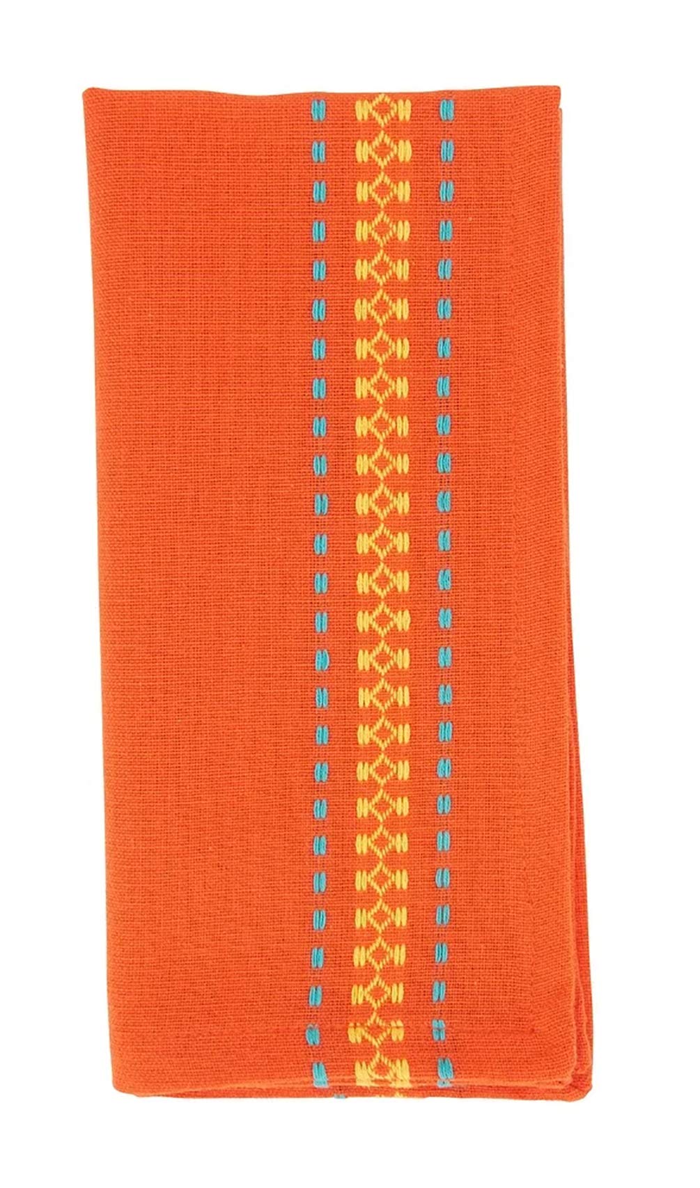 Fennco Styles Dobby Border Woven Cotton Cloth Napkins 18" W x 18" L, Set of 4 - Turquoise Dinner Napkins for Dining Table Décor, Family Gathering, Banquets, and Special Events - Che Cose Belle