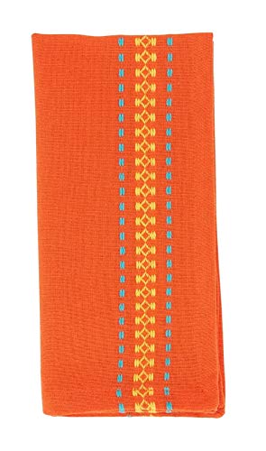 Fennco Styles Dobby Border Woven Cotton Cloth Napkins 18" W x 18" L, Set of 4 - Turquoise Dinner Napkins for Dining Table Décor, Family Gathering, Banquets, and Special Events - Che Cose Belle