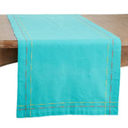 Fennco Styles Dobby Border Woven Cotton Cloth Napkins 18" W x 18" L, Set of 4 - Turquoise Dinner Napkins for Dining Table Décor, Family Gathering, Banquets, and Special Events - Che Cose Belle