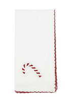 Fennco Styles Embroidered Holiday Wreath Whip Stitch Cloth Napkins 18" W x 18" L, Set of 4 - White Cotton Dinner Napkins for Winter Festivals, Christmas, Banquets, and Special Events - Che Cose Belle