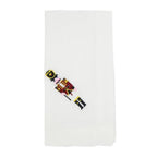 Fennco Styles Embroidered Nutcracker Holiday Cloth Napkins 20" W x 20" L, Set of 4 - White Festive Dinner Napkins for Christmas, Dining Table, Family Gatherings, Banquets & Home Décor - Che Cose Belle