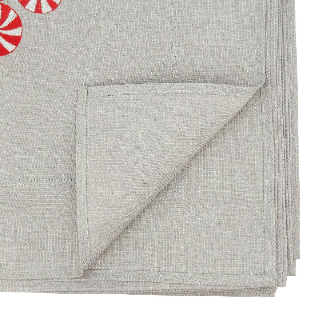 Fennco Styles Embroidered Peppermint Holiday Tablecloth 70" W x 70" L - Silver Festive Table Cover for Christmas, Family Gathering, Banquets and Special Events - Che Cose Belle