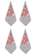 Fennco Styles Embroidered Peppermint Holiday Tablecloth 70" W x 70" L - Silver Festive Table Cover for Christmas, Family Gathering, Banquets and Special Events - Che Cose Belle
