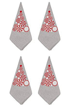 Fennco Styles Embroidered Peppermint Holiday Tablecloth 70" W x 70" L - Silver Festive Table Cover for Christmas, Family Gathering, Banquets and Special Events - Che Cose Belle