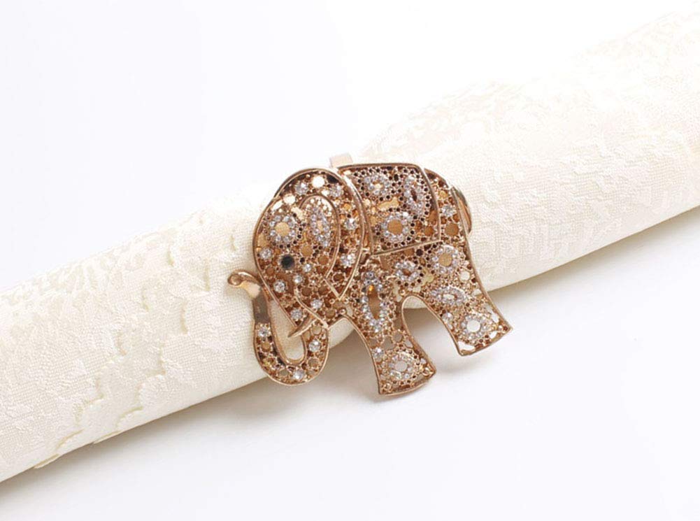Fennco Styles Gorgeous Metal Jeweled Napkin Rings - Set of 4 (Elephant-Bejeweled) - Che Cose Belle
