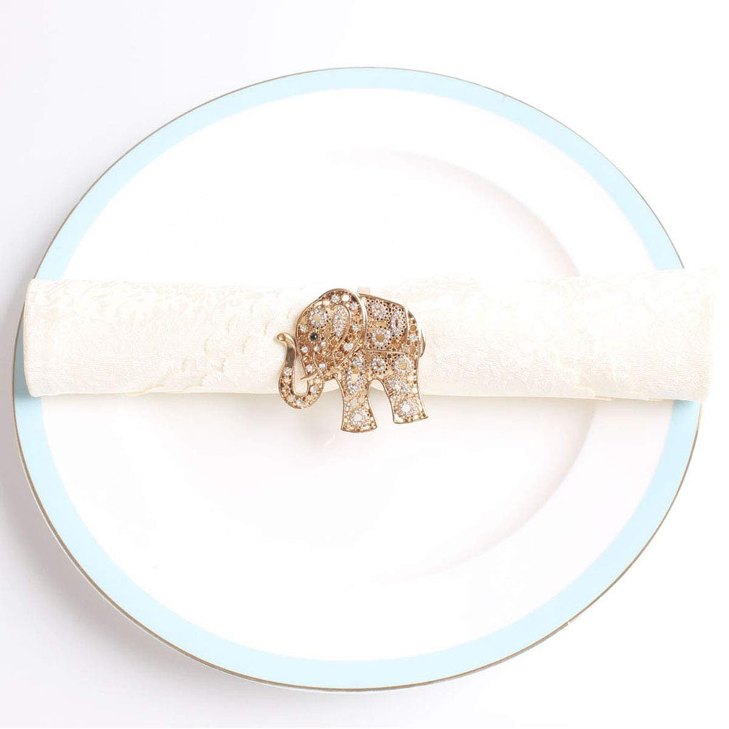 Fennco Styles Gorgeous Metal Jeweled Napkin Rings - Set of 4 (Elephant-Bejeweled) - Che Cose Belle