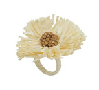 Fennco Styles Handmade Raffia Flower Decorative Napkin Rings, Set of 4 - White Rustic Floral Napkin Holders for Dining Table, Banquet, Spring and Summer Décor and Special Events - Che Cose Belle