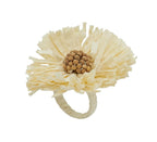 Fennco Styles Handmade Raffia Flower Decorative Napkin Rings, Set of 4 - White Rustic Floral Napkin Holders for Dining Table, Banquet, Spring and Summer Décor and Special Events - Che Cose Belle
