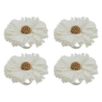 Fennco Styles Handmade Raffia Flower Decorative Napkin Rings, Set of 4 - White Rustic Floral Napkin Holders for Dining Table, Banquet, Spring and Summer Décor and Special Events - Che Cose Belle