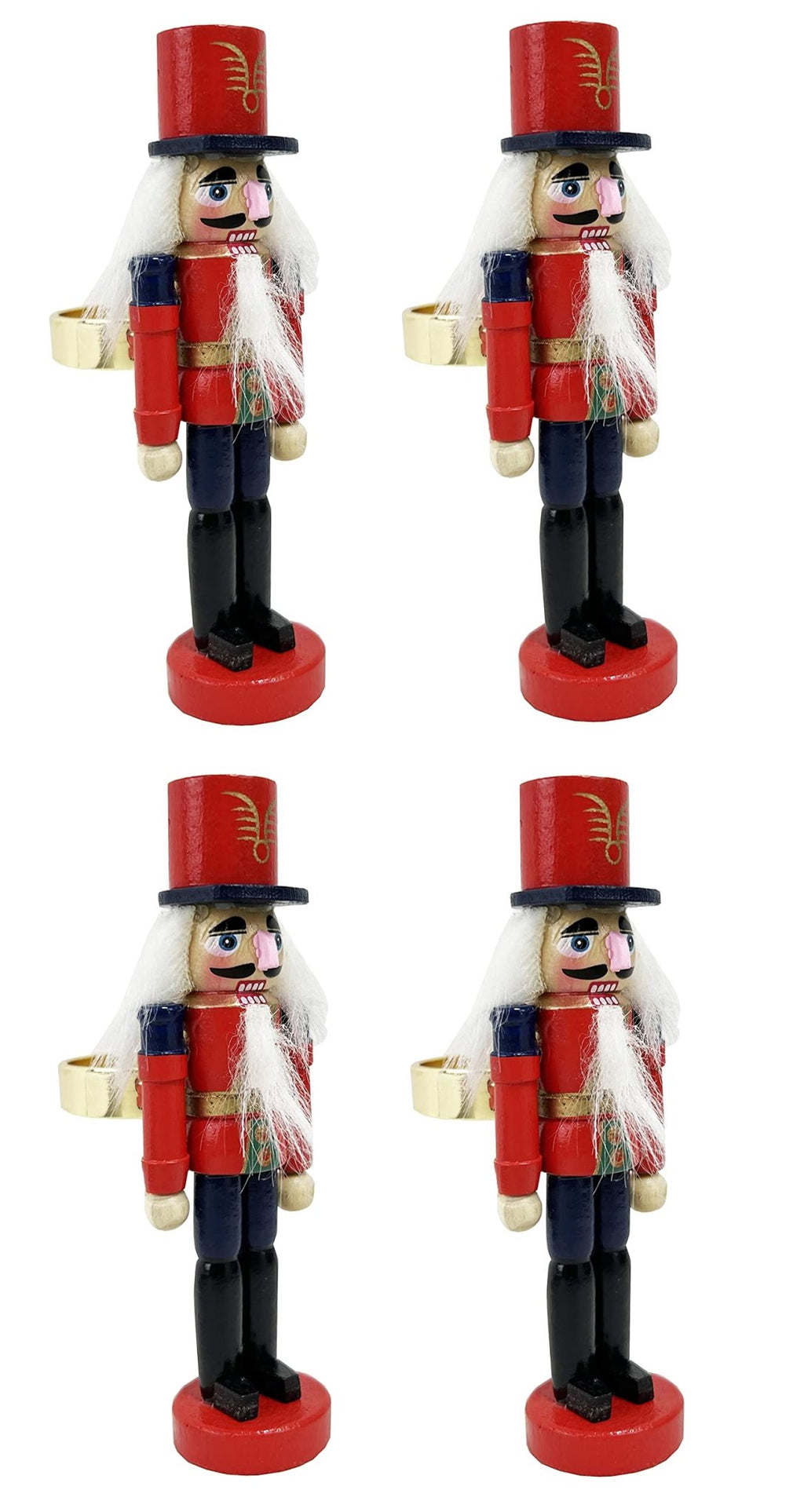 Fennco Styles Handmade Wooden Nutcracker Decorative Napkin Rings, Set of 4 - Festive Soldier Napkin Holders for Dining Table, Christmas, Holidays Décor and Special Occasions - Che Cose Belle