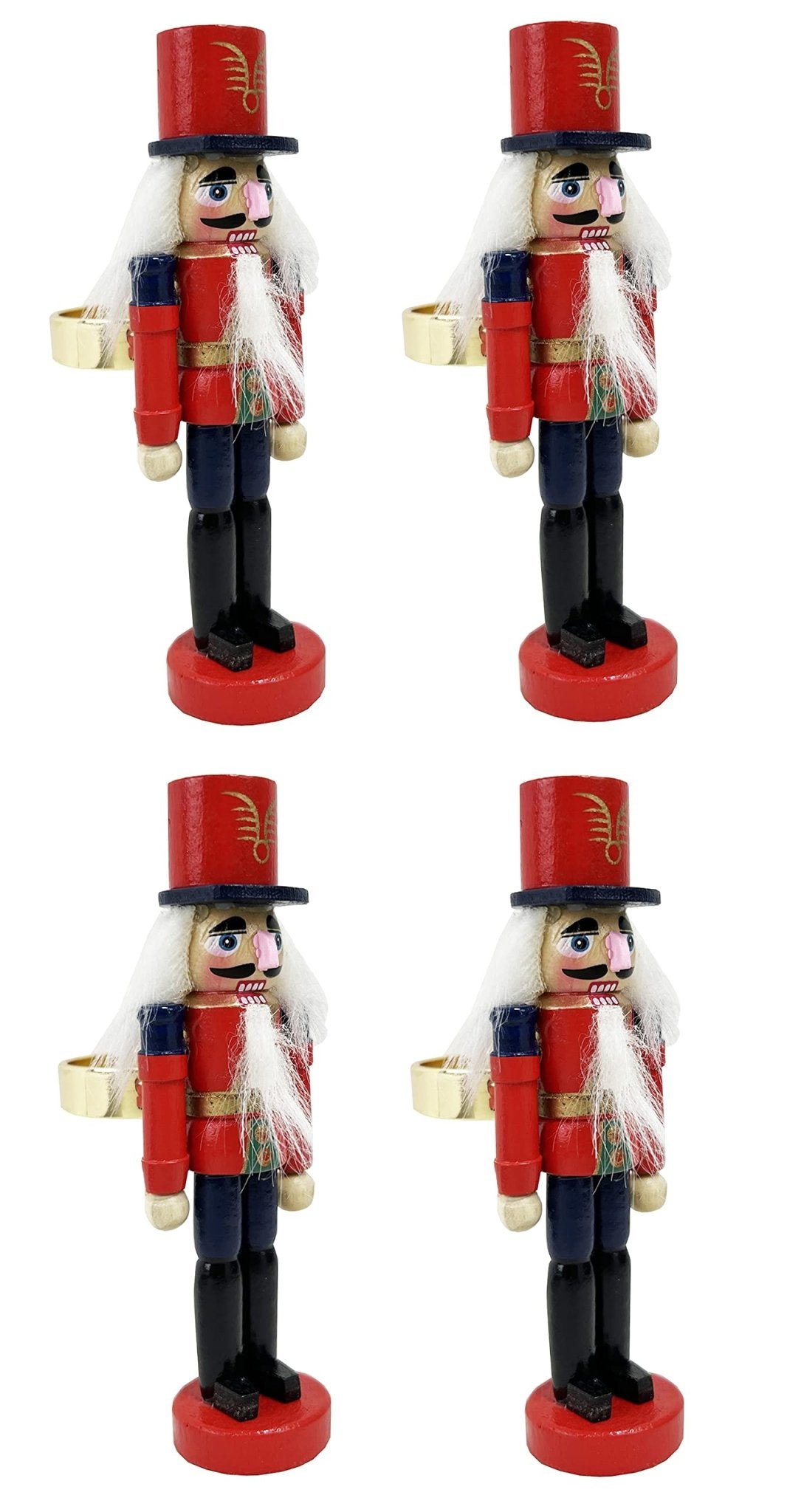 Fennco Styles Handmade Wooden Nutcracker Decorative Napkin Rings, Set of 4 - Festive Soldier Napkin Holders for Dining Table, Christmas, Holidays Décor and Special Occasions - Che Cose Belle
