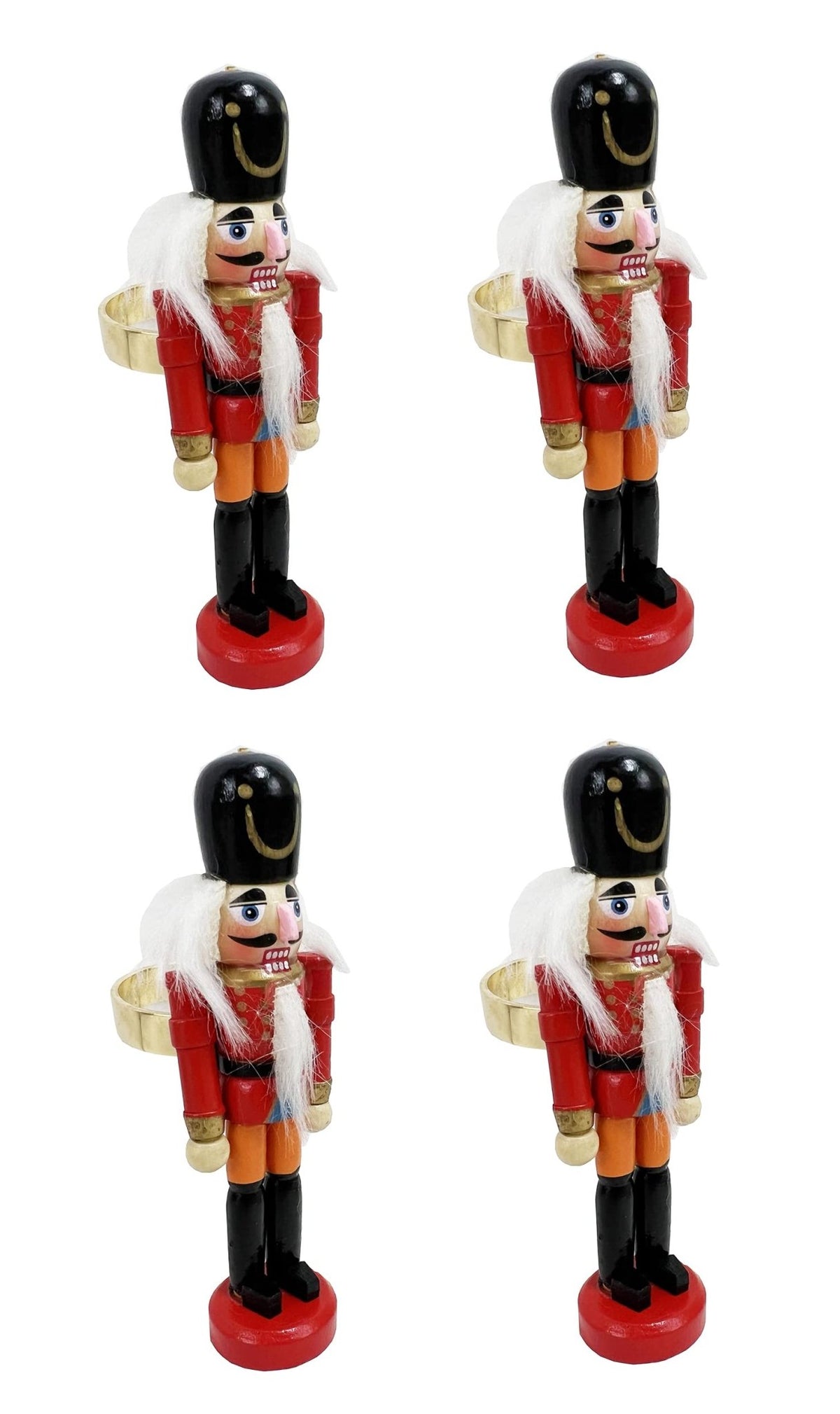 Fennco Styles Handmade Wooden Nutcracker Decorative Napkin Rings, Set of 4 - Festive Soldier Napkin Holders for Dining Table, Christmas, Holidays Décor and Special Occasions - Che Cose Belle