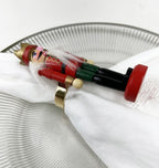 Fennco Styles Handmade Wooden Nutcracker Decorative Napkin Rings, Set of 4 - Festive Soldier Napkin Holders for Dining Table, Christmas, Holidays Décor and Special Occasions - Che Cose Belle