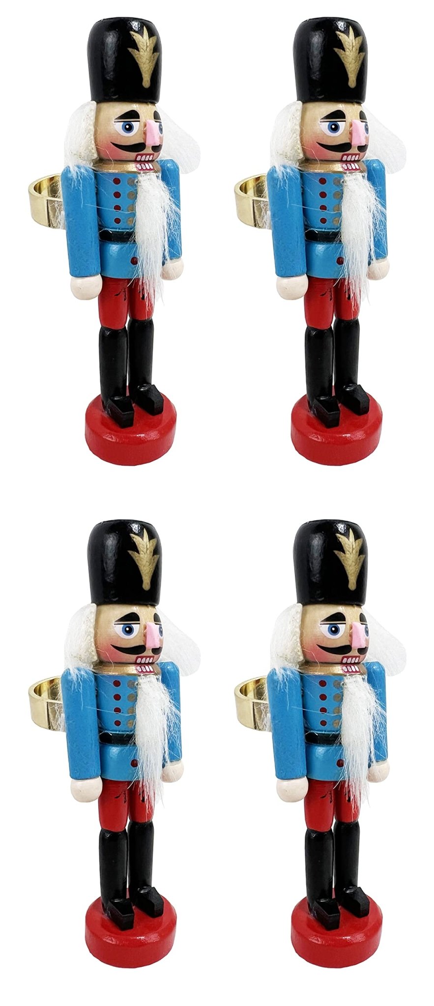Fennco Styles Handmade Wooden Nutcracker Decorative Napkin Rings, Set of 4 - Festive Soldier Napkin Holders for Dining Table, Christmas, Holidays Décor and Special Occasions - Che Cose Belle
