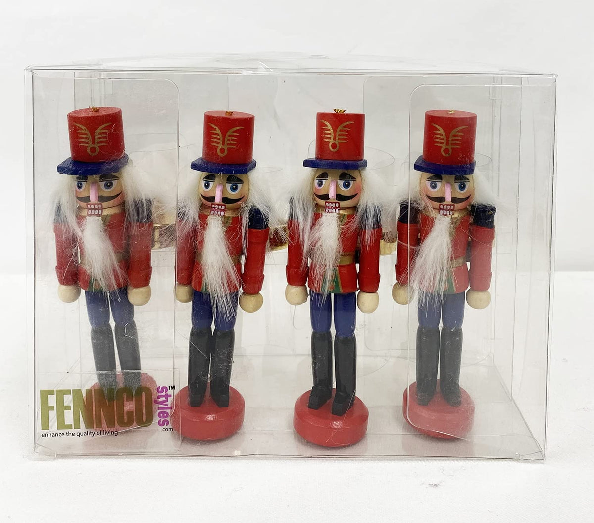 Fennco Styles Handmade Wooden Nutcracker Decorative Napkin Rings, Set of 4 - Festive Soldier Napkin Holders for Dining Table, Christmas, Holidays Décor and Special Occasions - Che Cose Belle