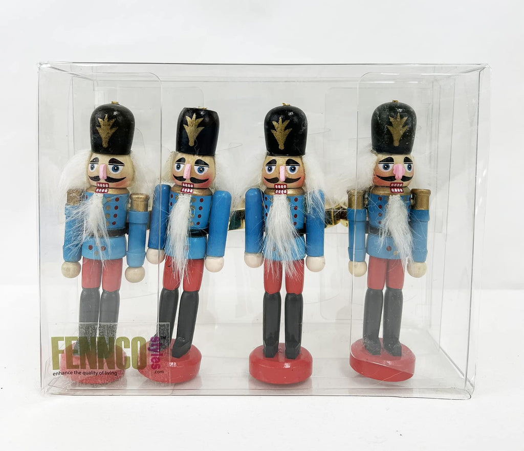 Fennco Styles Handmade Wooden Nutcracker Decorative Napkin Rings, Set of 4 - Festive Soldier Napkin Holders for Dining Table, Christmas, Holidays Décor and Special Occasions - Che Cose Belle