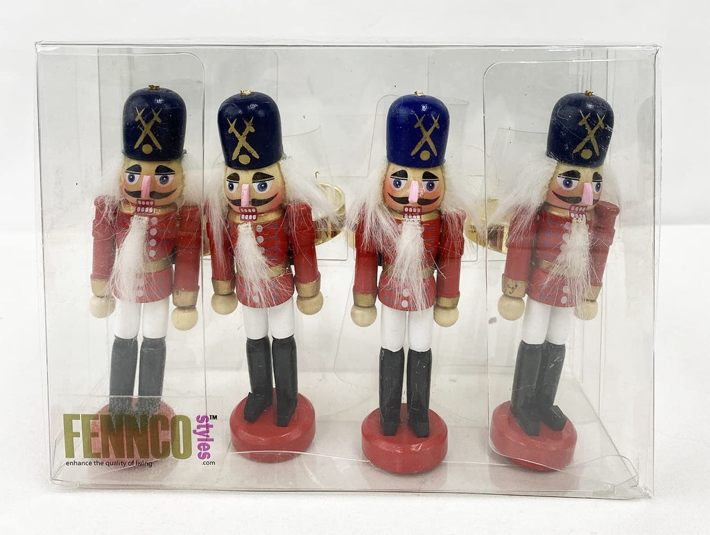 Fennco Styles Handmade Wooden Nutcracker Decorative Napkin Rings, Set of 4 - Festive Soldier Napkin Holders for Dining Table, Christmas, Holidays Décor and Special Occasions - Che Cose Belle