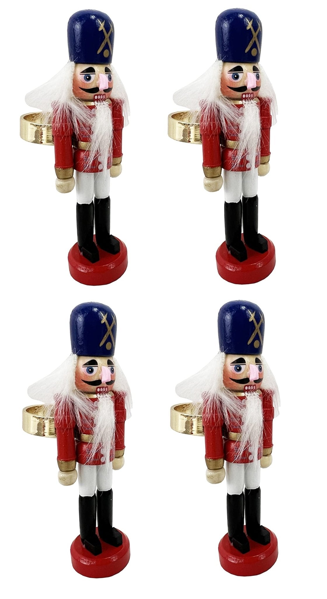 Fennco Styles Handmade Wooden Nutcracker Decorative Napkin Rings, Set of 4 - Festive Soldier Napkin Holders for Dining Table, Christmas, Holidays Décor and Special Occasions - Che Cose Belle