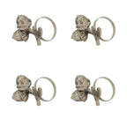 Fennco Styles Harvest Acorn Brass Napkin Rings, Set of 4 - Silver Metal Napkin Holders for Holiday, Home Décor, Dining Room, Banquets, Family Gatherings and Special Occasions - Che Cose Belle
