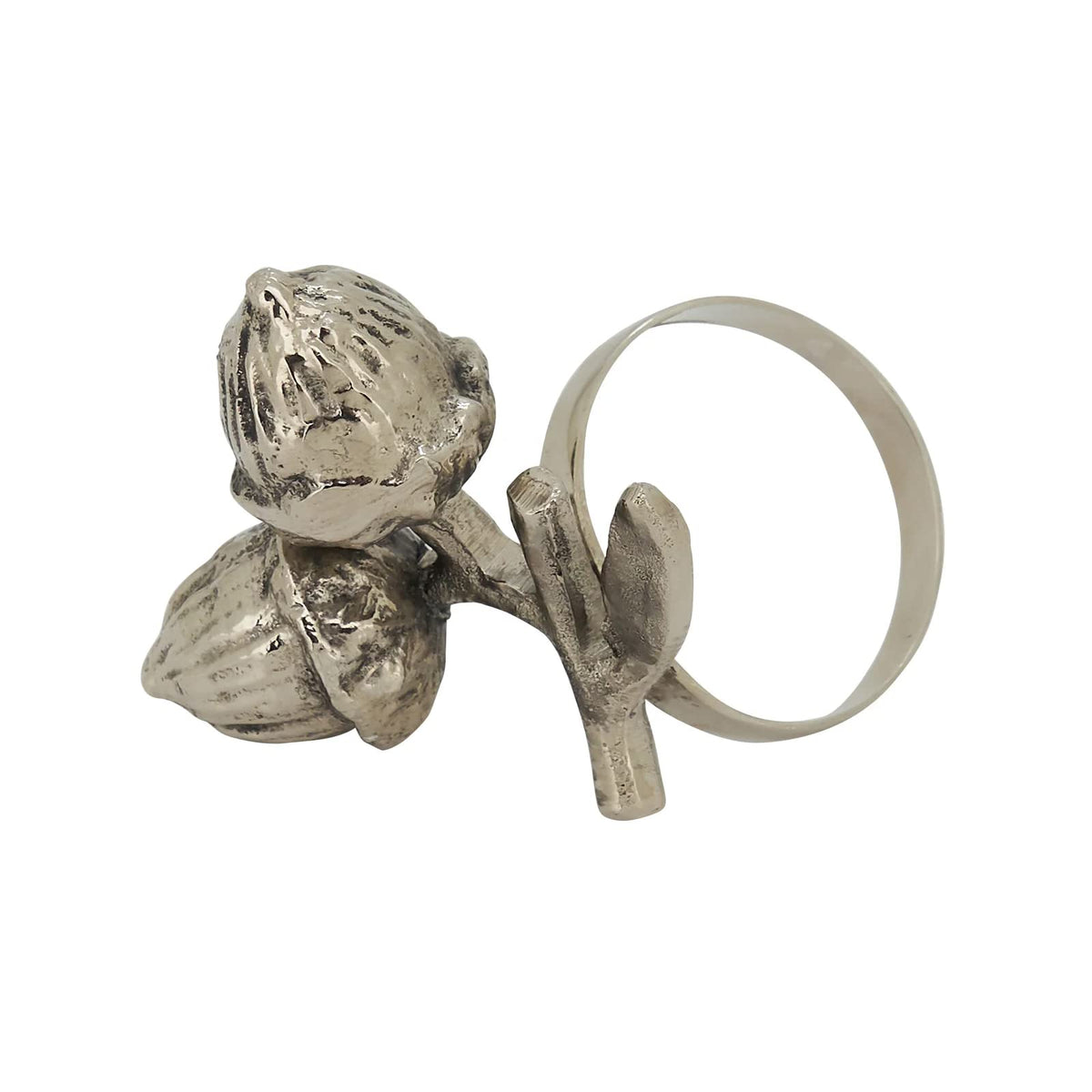 Fennco Styles Harvest Acorn Brass Napkin Rings, Set of 4 - Silver Metal Napkin Holders for Holiday, Home Décor, Dining Room, Banquets, Family Gatherings and Special Occasions - Che Cose Belle
