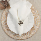 Fennco Styles Harvest Acorn Brass Napkin Rings, Set of 4 - Silver Metal Napkin Holders for Holiday, Home Décor, Dining Room, Banquets, Family Gatherings and Special Occasions - Che Cose Belle