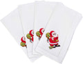 Fennco Styles Linen Cotton Hemstitched and Embroidered Santa Claus Christmas Cloth Napkins, 20-inch Square, Set of 4 - Che Cose Belle