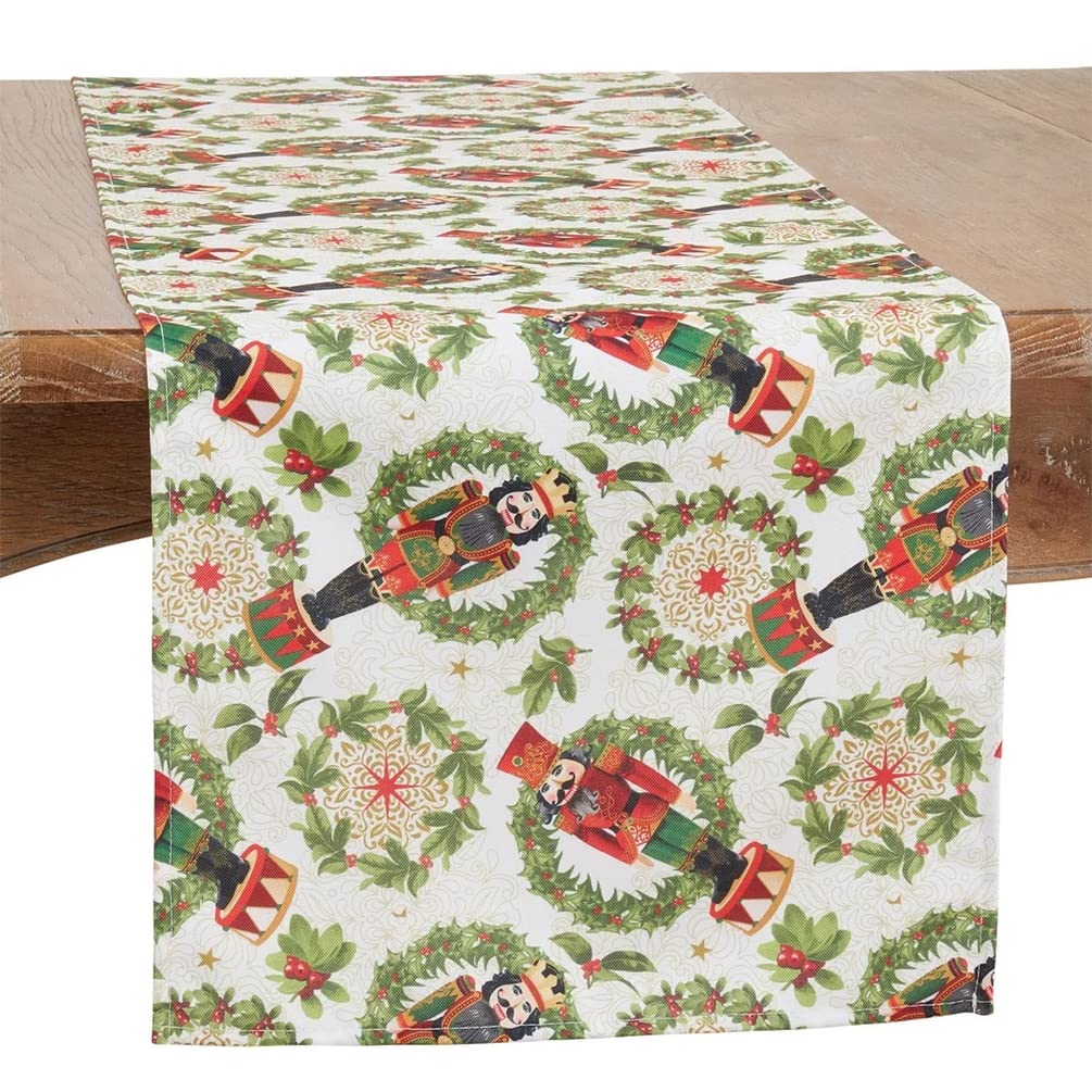 Fennco Styles Nutcracker Holiday Table Runner 16" W X 70" L - Red & Green Festive Table Cover for Christmas Décor, Dining Room, Banquet, Family Gathering and Special Events - Che Cose Belle