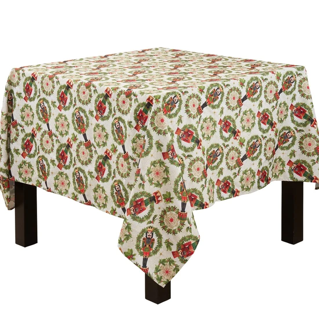 Fennco Styles Nutcracker Holiday Tablecloth 65" W X 84" L - Red & Green Solider Print Festive Table Cover for Christmas Décor, Dining Room, Banquet, Family Gathering and Special Events - Che Cose Belle