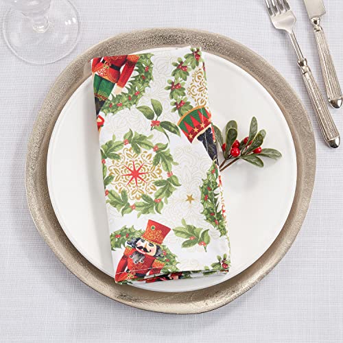 Fennco Styles Nutcracker Holiday Tablecloth 65" W X 84" L - Red & Green Solider Print Festive Table Cover for Christmas Décor, Dining Room, Banquet, Family Gathering and Special Events - Che Cose Belle
