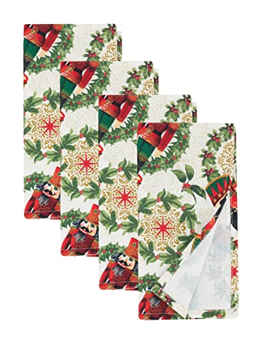 Fennco Styles Nutcracker Holiday Tablecloth 65" W X 84" L - Red & Green Solider Print Festive Table Cover for Christmas Décor, Dining Room, Banquet, Family Gathering and Special Events - Che Cose Belle