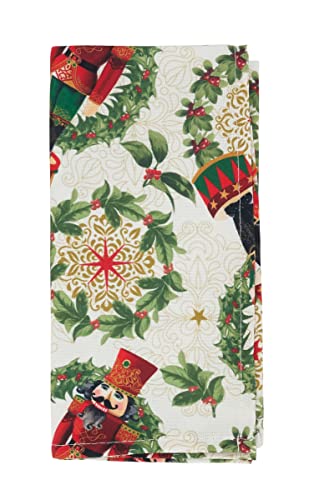 Fennco Styles Nutcracker Holiday Tablecloth 65" W X 84" L - Red & Green Solider Print Festive Table Cover for Christmas Décor, Dining Room, Banquet, Family Gathering and Special Events - Che Cose Belle