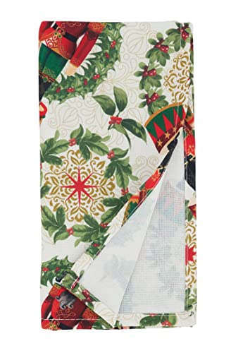 Fennco Styles Nutcracker Holiday Tablecloth 65" W X 84" L - Red & Green Solider Print Festive Table Cover for Christmas Décor, Dining Room, Banquet, Family Gathering and Special Events - Che Cose Belle