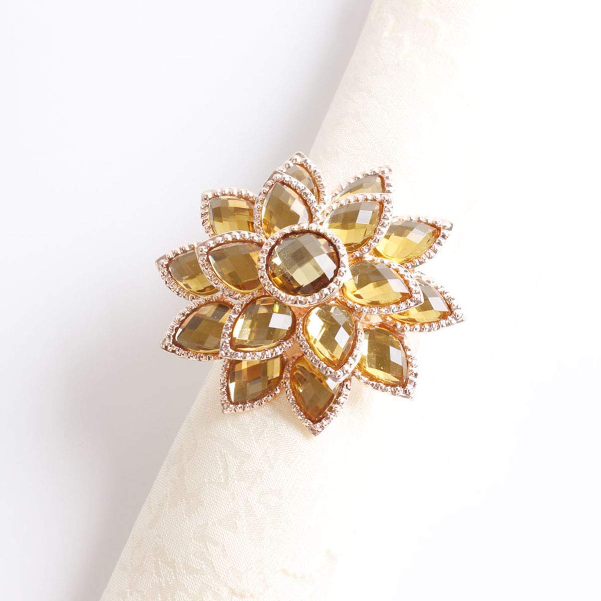 Fennco Styles Rhinestone Crystal Flower Napkin Rings Wedding Holiday Table Decoration - Set of 4 - Che Cose Belle