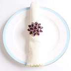 Fennco Styles Rhinestone Crystal Flower Napkin Rings Wedding Holiday Table Decoration - Set of 4 - Che Cose Belle