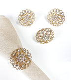 Fennco Styles Rhinestone Crystal Flower Napkin Rings Wedding Holiday Table Decoration - Set of 4 - Che Cose Belle