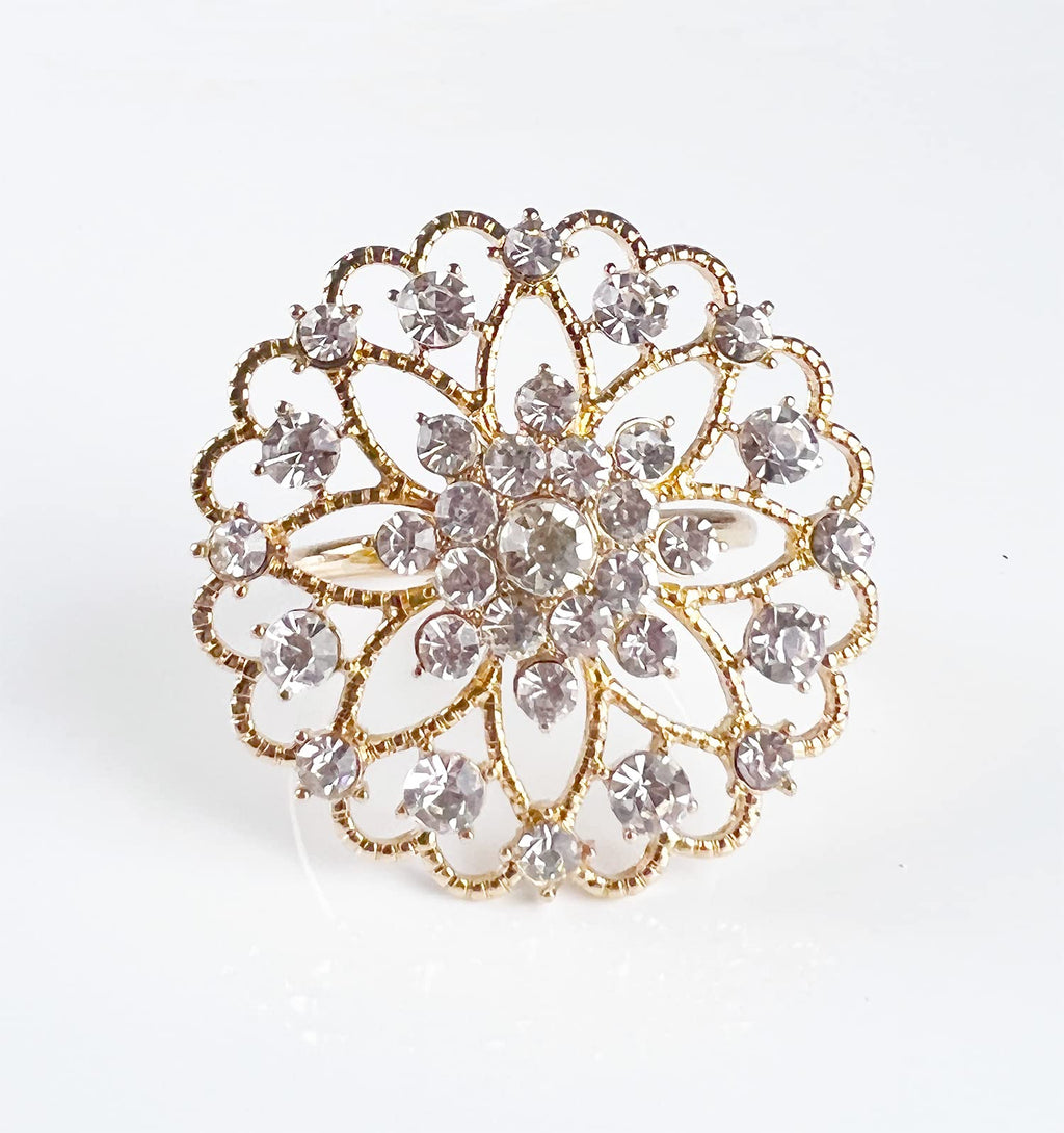 Fennco Styles Rhinestone Crystal Flower Napkin Rings Wedding Holiday Table Decoration - Set of 4 - Che Cose Belle