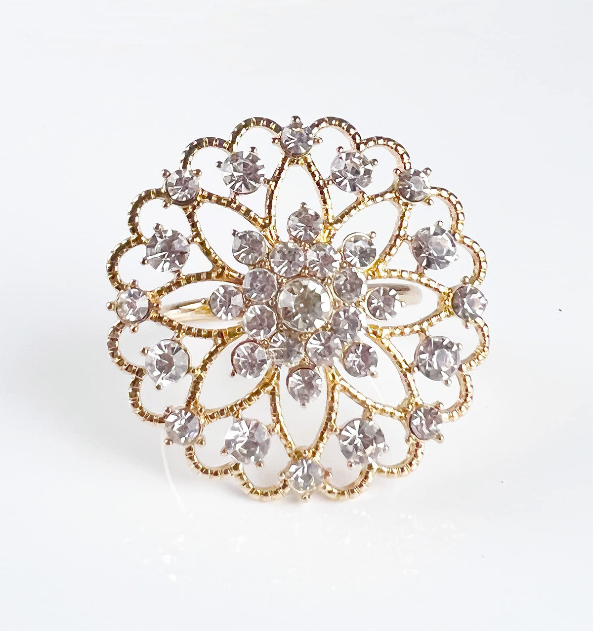Fennco Styles Rhinestone Crystal Flower Napkin Rings Wedding Holiday Table Decoration - Set of 4 - Che Cose Belle
