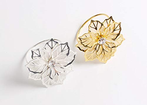 Fennco Styles Rhinestone Crystal Flower Napkin Rings Wedding Holiday Table Decoration - Set of 4 - Che Cose Belle