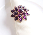 Fennco Styles Rhinestone Crystal Flower Napkin Rings Wedding Holiday Table Decoration - Set of 4 - Che Cose Belle
