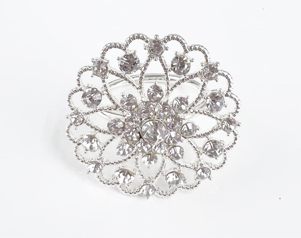Fennco Styles Rhinestone Crystal Flower Napkin Rings Wedding Holiday Table Decoration - Set of 4 - Che Cose Belle