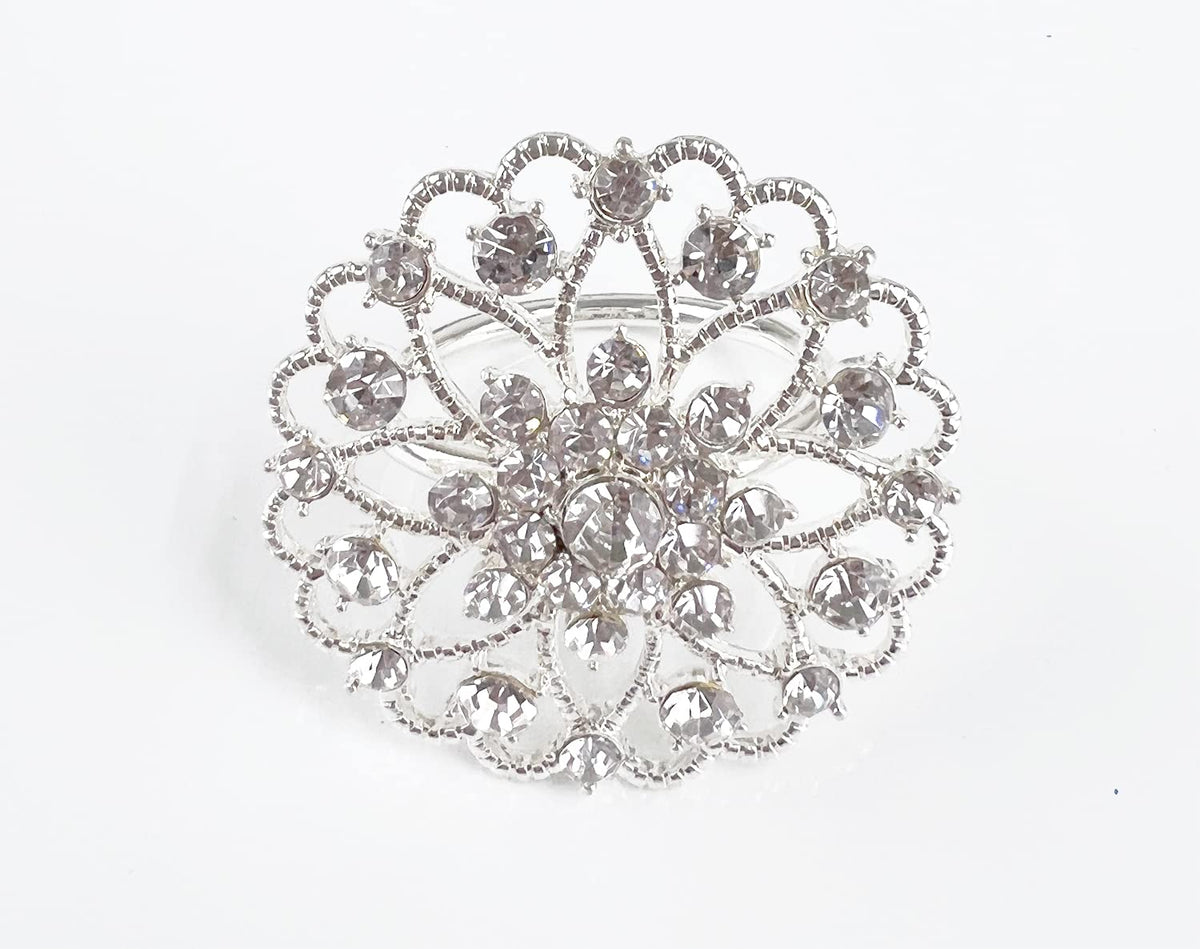 Fennco Styles Rhinestone Crystal Flower Napkin Rings Wedding Holiday Table Decoration - Set of 4 - Che Cose Belle