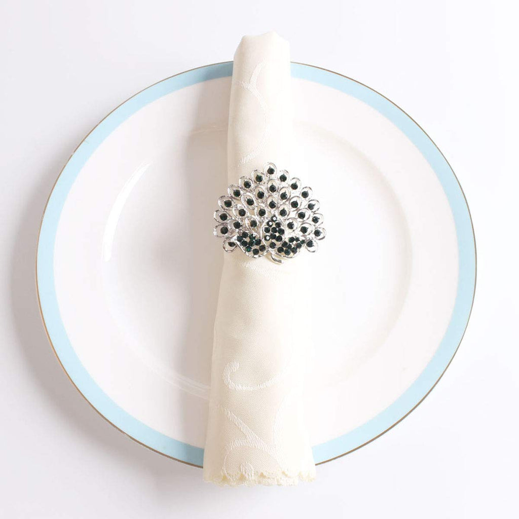 Fennco Styles Rhinestone Crystal Flower Napkin Rings Wedding Holiday Table Decoration - Set of 4 - Che Cose Belle