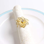 Fennco Styles Rhinestone Crystal Flower Napkin Rings Wedding Holiday Table Decoration - Set of 4 - Che Cose Belle