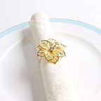Fennco Styles Rhinestone Crystal Flower Napkin Rings Wedding Holiday Table Decoration - Set of 4 - Che Cose Belle