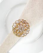 Fennco Styles Rhinestone Crystal Flower Napkin Rings Wedding Holiday Table Decoration - Set of 4 - Che Cose Belle