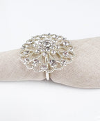 Fennco Styles Rhinestone Crystal Flower Napkin Rings Wedding Holiday Table Decoration - Set of 4 - Che Cose Belle
