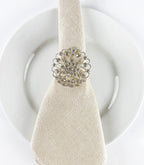 Fennco Styles Rhinestone Crystal Flower Napkin Rings Wedding Holiday Table Decoration - Set of 4 - Che Cose Belle