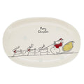 Fennco Styles Santa's Sleigh Stoneware Oval Serving Platter 12" x 7" - White Serving Tray Dishwasher Microwave Safe for Christmas Décor, Kitchen, Family Gathering and Special Occasion - Che Cose Belle