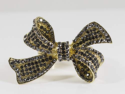 Fennco Styles Stunning Crystal Bowknot Gold-Plated Napkin Rings Wedding Holiday Table Decoration - Set of 4 - Che Cose Belle