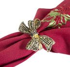 Fennco Styles Stunning Crystal Bowknot Gold-Plated Napkin Rings Wedding Holiday Table Decoration - Set of 4 - Che Cose Belle